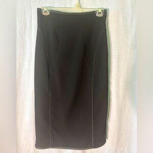 H&M Black Pencil Wool with Leather piping Skirt